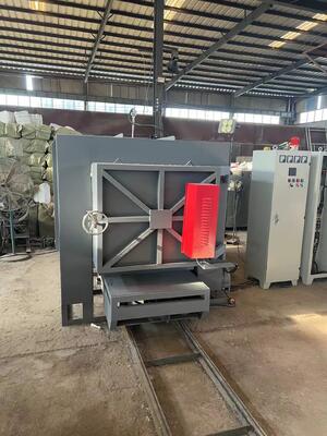 Electric Heat Treatment Furnace with Trolley Rails Two Thermocouples and Temperature Compensation Wire for Precise Heating